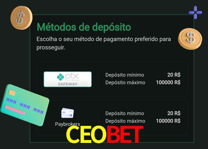 O cassino CEOBET oferece uma grande variedade de métodos de pagamento